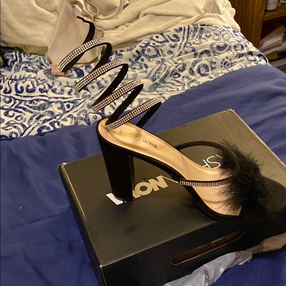 Vince Camuto Black Heels with Rhinestones